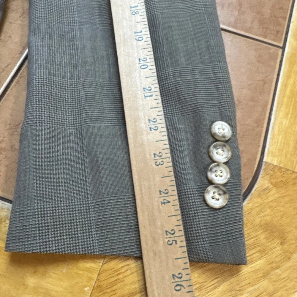 Hart Schaffner Marx Blazer Sz 42L Gray Plaid Sport Coat Suit Jacket USA VTG